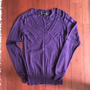 Dark purple fitted v neck sweater XS